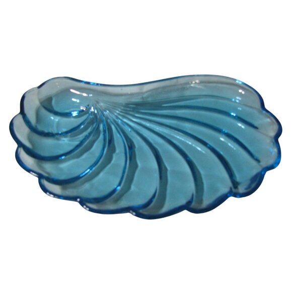 Hazel Atlas MCM Turquoise Blue Seashell Snack Set 4 Plates & Cups Retro Aqua Bea - Picture 6 of 12